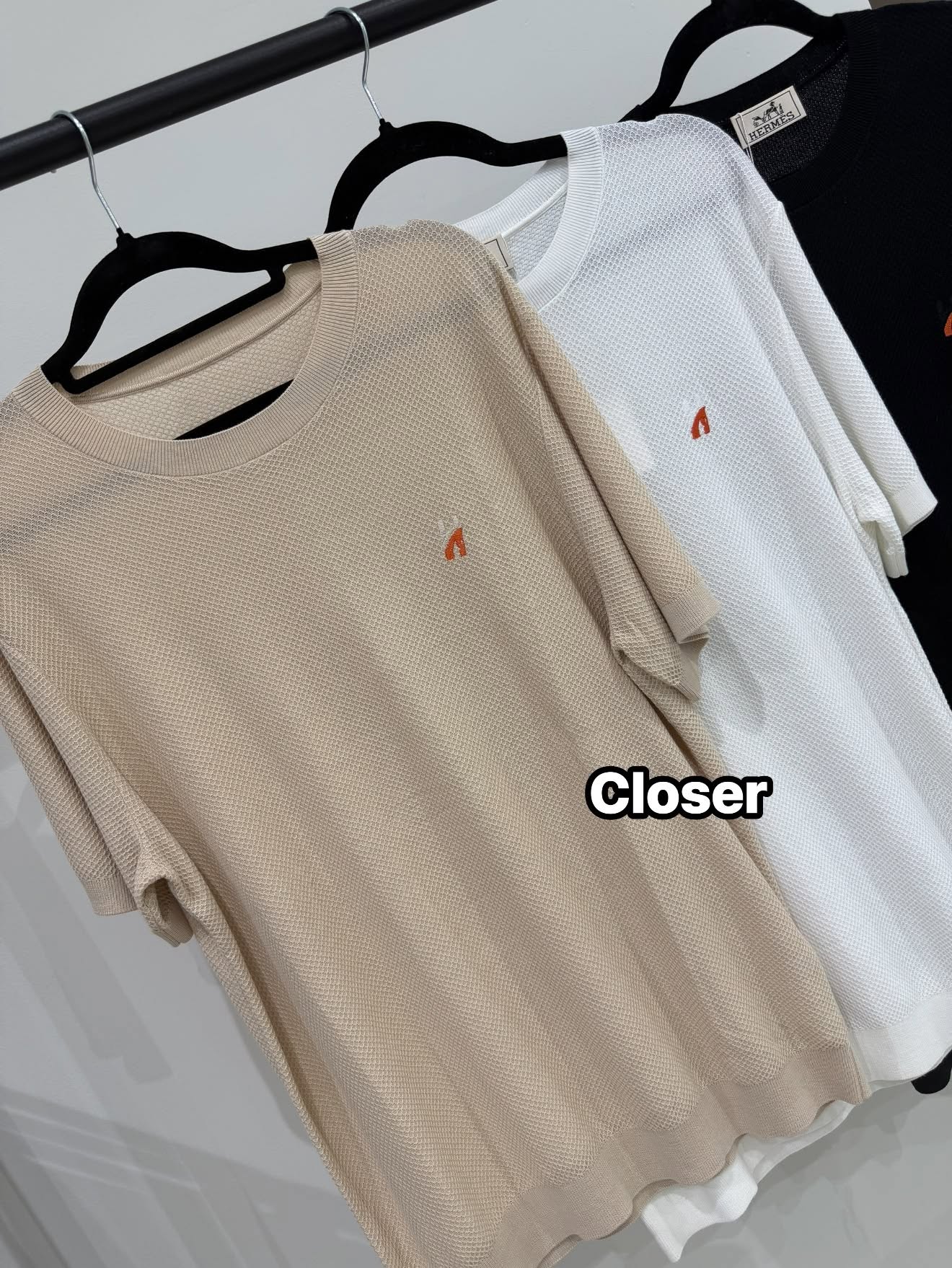 A closer look at the texture of the neutral knitwear collection